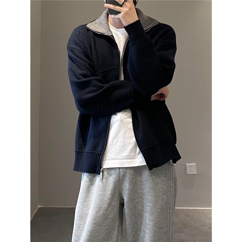 秋季新款针织开衫拉链外套男宽松休闲立领外套MY566-P62,女装短外套,星座208-5