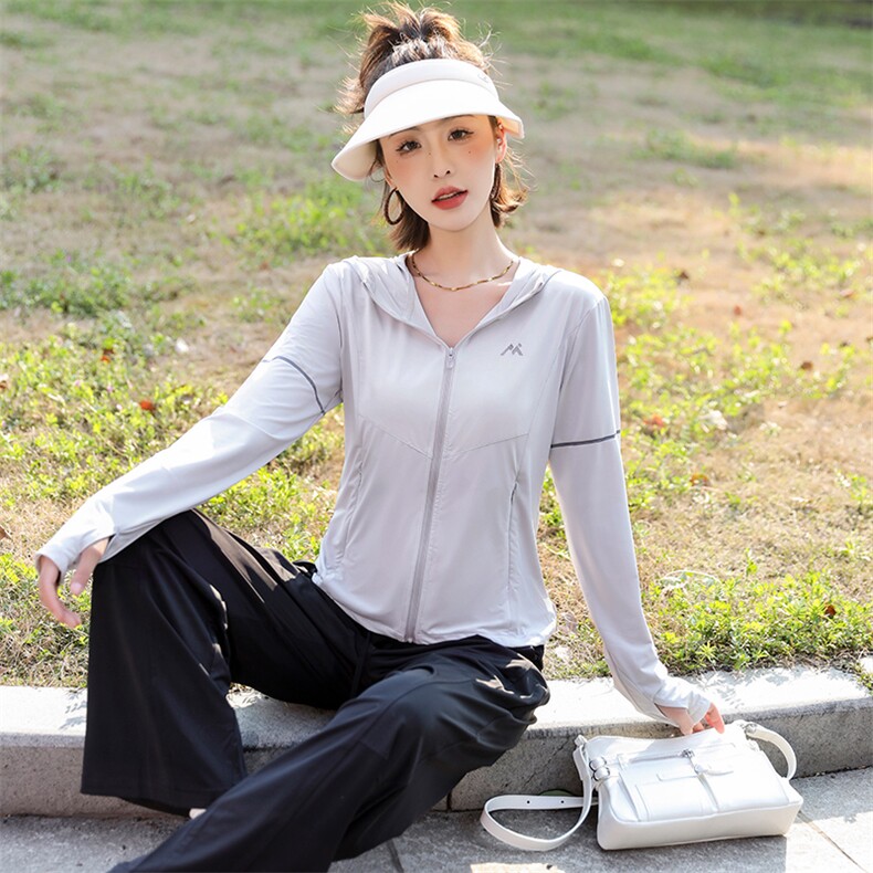 现货秒发防晒衣女收腰显瘦冰凉透气防晒衣瑜伽服防晒服,女装防晒衣,韩蔻秀