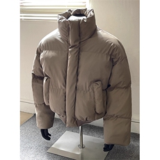现货5W件冬季三防重磅boxy短款羽绒连帽PU皮棉衣外套防风加厚棉服，男装棉衣，电商A486-1
