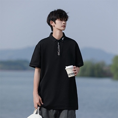 wassuphappy简约polo衫短袖t恤男夏季薄款潮牌青少年休闲五分袖，男装T恤，星座109