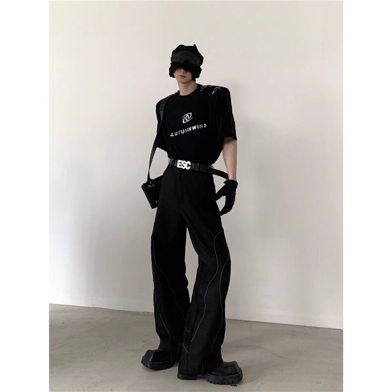 【现货】小众解构金属设计感短袖男夏高级感拉链T恤T07147P40,男装T恤,星座1004（原星座815-3）