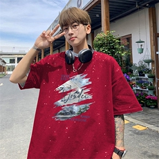 可48小时发货支持抖音得物来样二开美式满天星亮片短袖T恤MTX723，男装T恤，电商A486-1