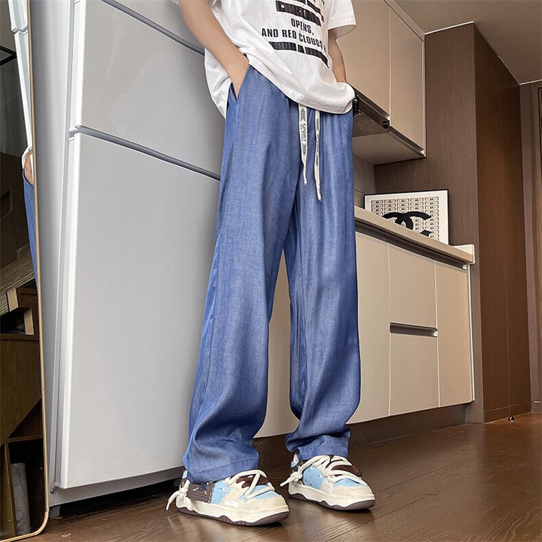 现货批价27YK86001冰丝速干裤子高级感垂感休闲阔腿裤子男夏,男装休闲裤,电商A086-1