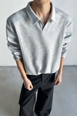 春季新款拼接长袖T恤宽松复古解构polo衫男女款C64116-TP18不，男装T恤，电商A102