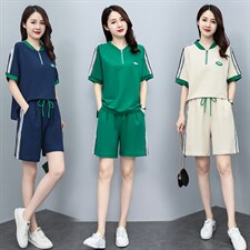 时尚短袖短裤女夏2024新款韩版宽松显瘦休闲运动服跑步，女装运动套装，凯瑟曼