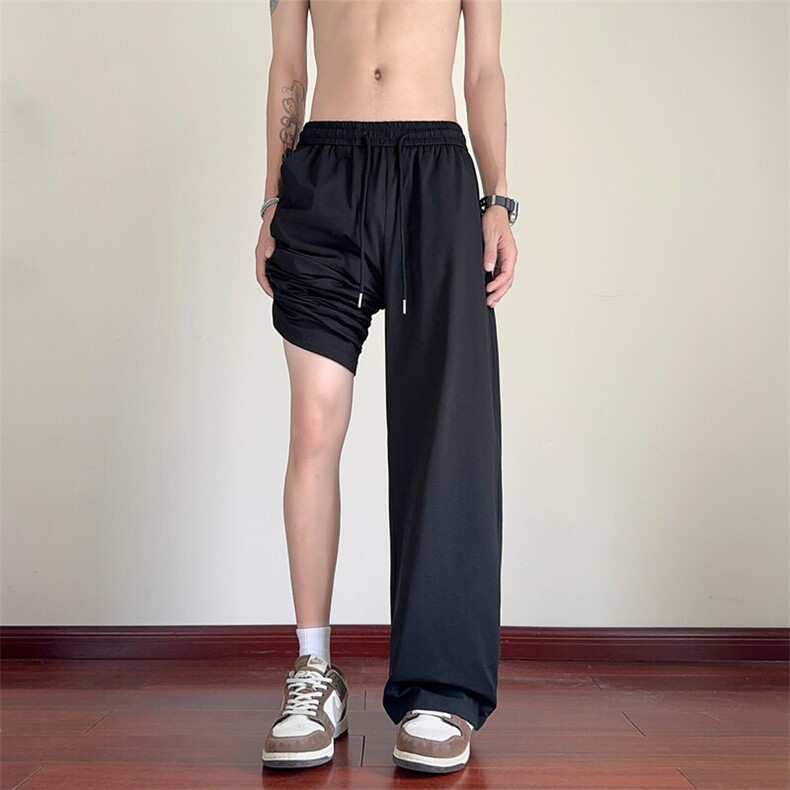 夏季新款休闲裤男宽松冰丝裤直筒拖地裤速干裤CK3513-P35控58,男装休闲裤,星座209-2