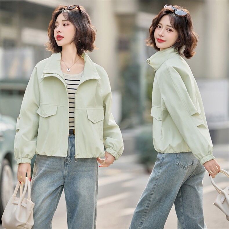 小个子早春短外套女新款2025时髦立领休闲超好看简约百搭棒球服潮,女装短外套,悦祺