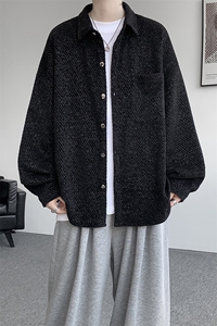 衬衫男秋季新款港风宽松大码小香风长袖衬衣CS7002-P42图片