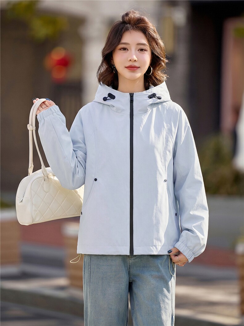 小个子短外套女2026年春季休闲风女士短款25-29周岁连帽,女装短外套,悦祺