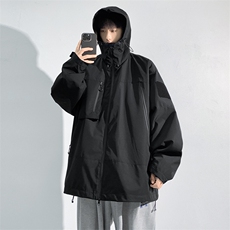 中性风工装冲锋衣男高品纯色宽松夹克外套DSA157B-J91-P60，男装夹克，电商A157B