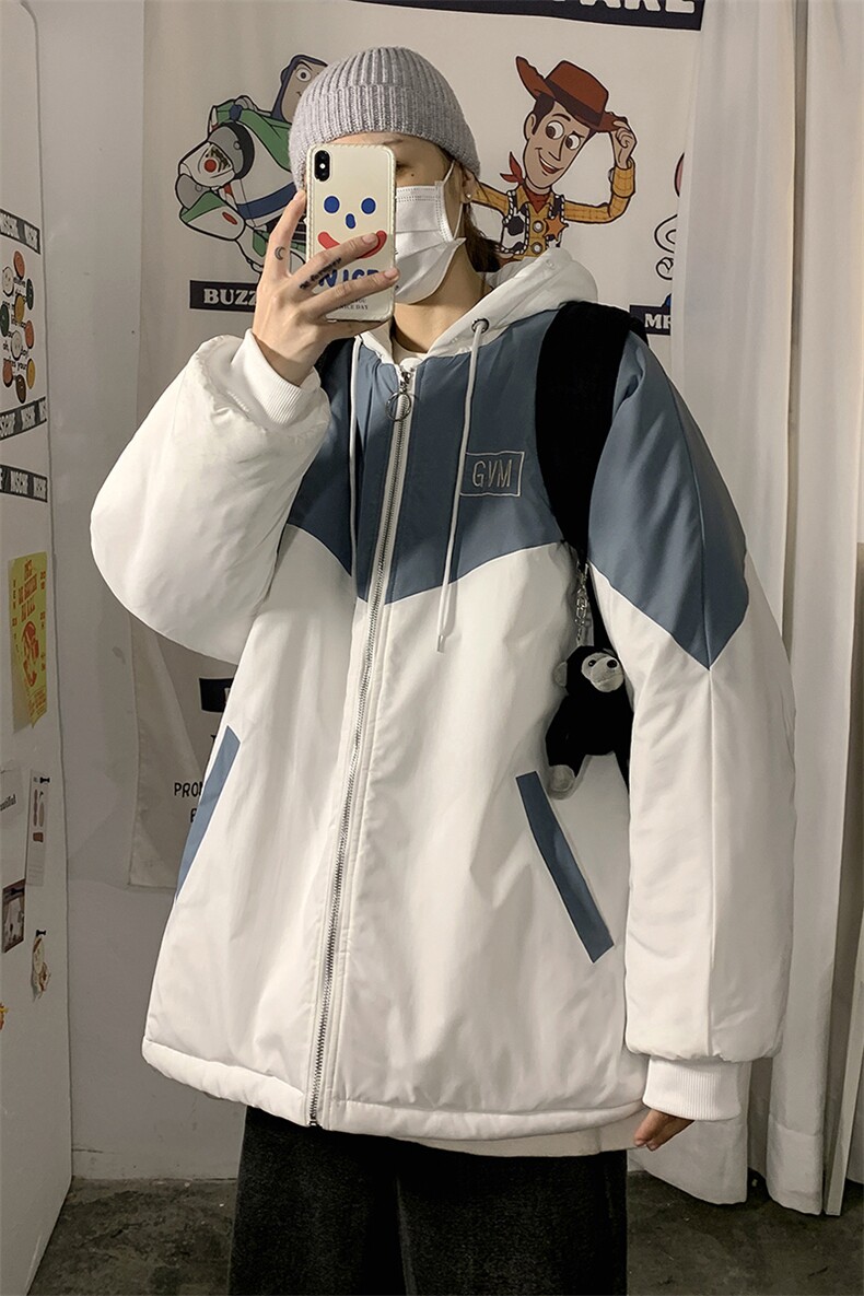 港风冬季宽松百搭冲锋棉衣男连帽棉服男外套7786P60控98,男装棉衣,星座226-1