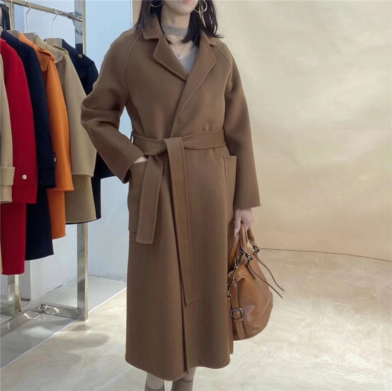 双面羊绒大衣女长款宽松秋冬新款加厚高档100羊毛毛呢外套,女装双面呢大衣,美吧服饰