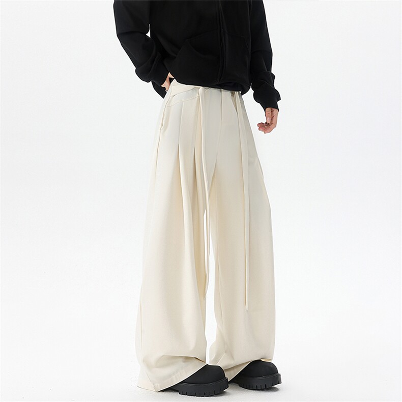 现货ZK7985-批65休闲西裤轻熟风美式垂感西装阔腿腰带长裤，男装西裤，电商A059