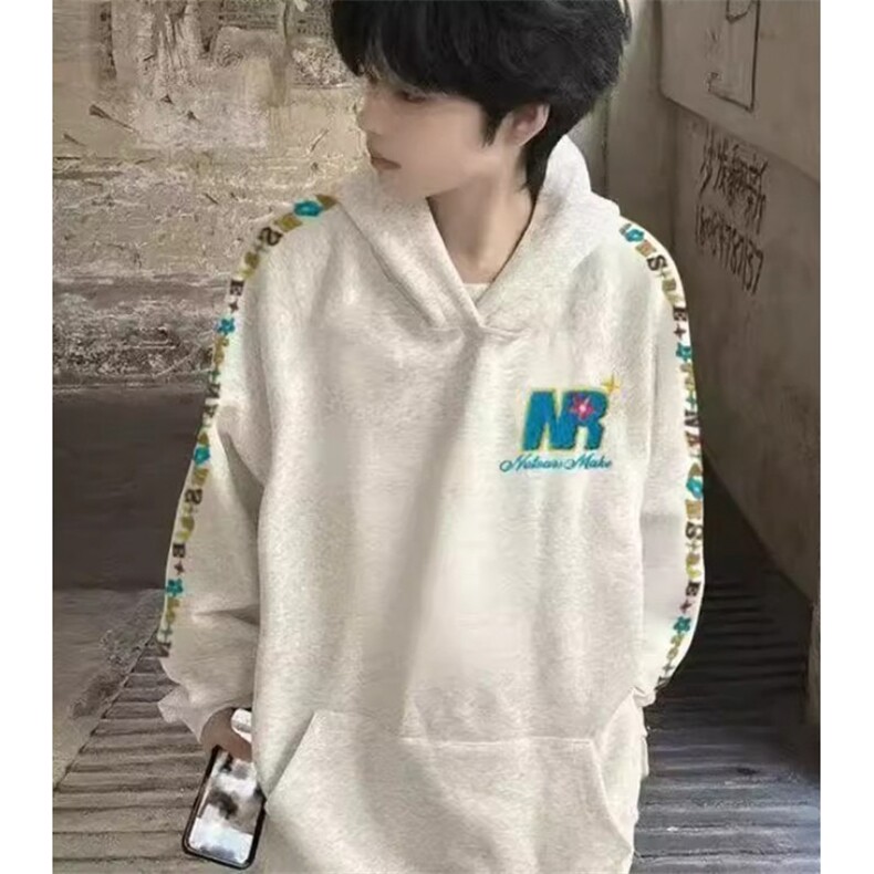 套头刺绣连帽卫衣男女秋季情侣款宽松潮牌外套WY906,女装短外套,星座1116A（原606A-3）