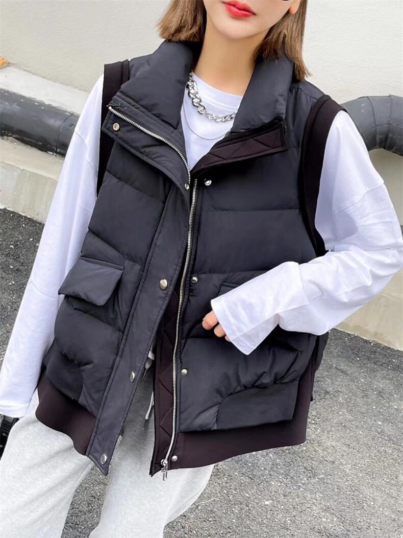 2021新款马甲拼接空气层羽绒服，女装马甲，优彩