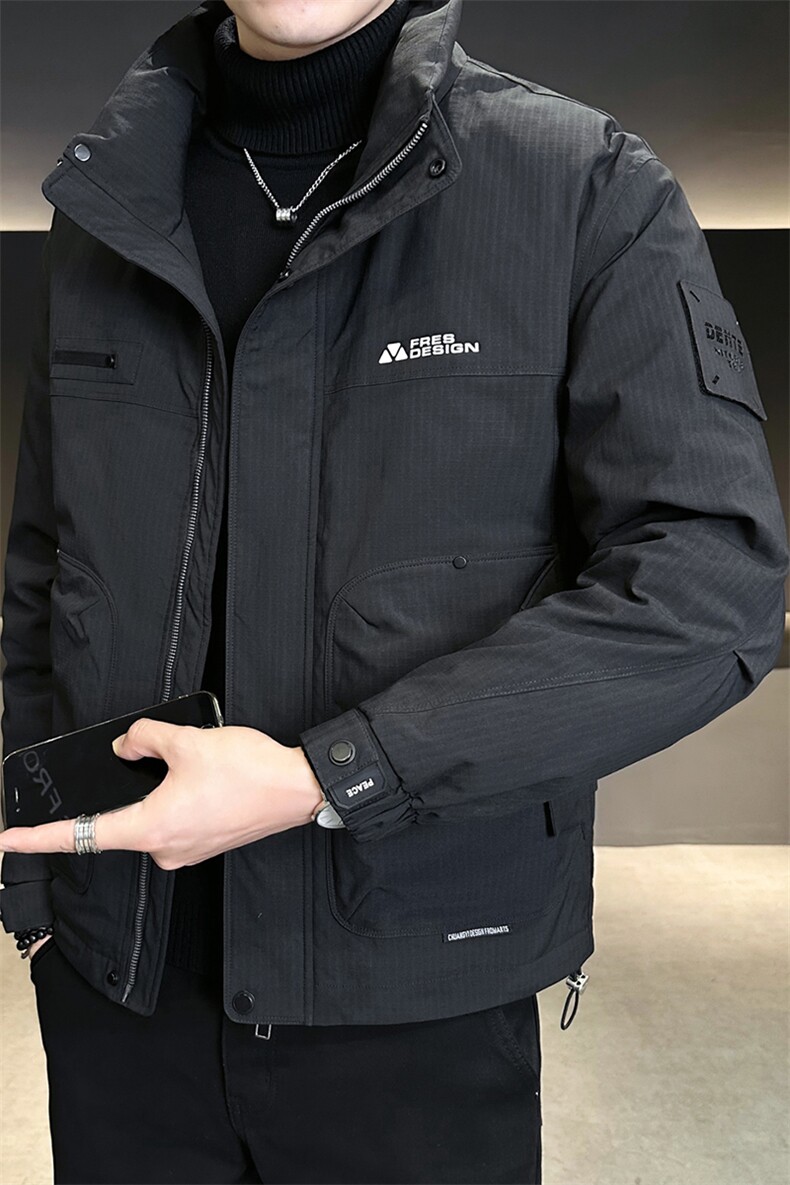 纯色无帽立领羽绒服休闲百搭上衣外套男A329-YR8802-P185,男装羽绒服,电商A329