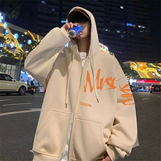 H181P70加绒75卫衣外套美式宽松秋冬新款上衣休闲潮流拉链开衫，女装短外套，星座304A-1