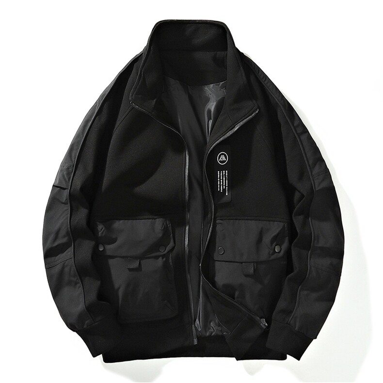 翻领外套秋季2026新款潮牌拼接夹克休闲宽松上衣A436-W106-P68，男装夹克，电商A436