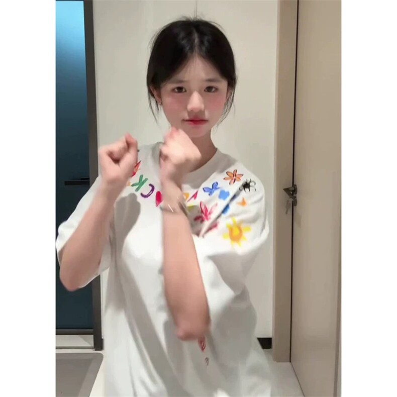 网图有货美式创意卡通涂鸦印花短袖T恤男女情侣宽松上衣A472-P25,男装T恤,星座1505
