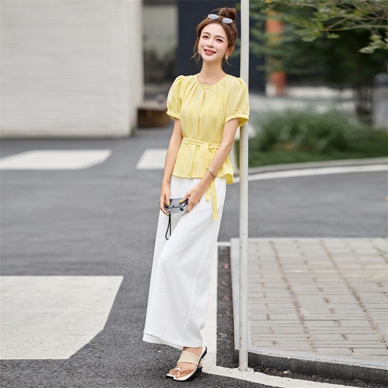 休闲套装女2025新款巨好看的韩系夏日气质穿搭显瘦阔腿裤两件套,女装套装/套裙,意芙