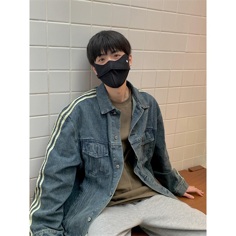 秋冬高街三条杠牛仔外套男休闲网红工装棒球服装ins痞帅GY802,男装工装外套,星座1116A（原606A-3）