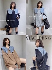 拼牛仔领卫衣，女装卫衣/绒衫，浪漫E点