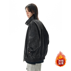 加绒皮衣保暖防风扎染复古高街棉衣情侣外套5D3074-TP65不，男装皮衣，电商A102