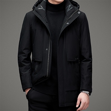 羽绒新款潮流休闲中长款羽绒棉服男士连帽冬装外套MSNA82818-P380，男装羽绒服，电商B212（原钱塘6029）