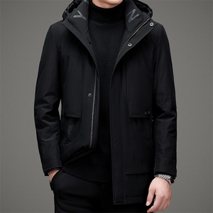 羽绒新款潮流休闲中长款羽绒棉服男士连帽冬装外套MSNA82818-P380图片