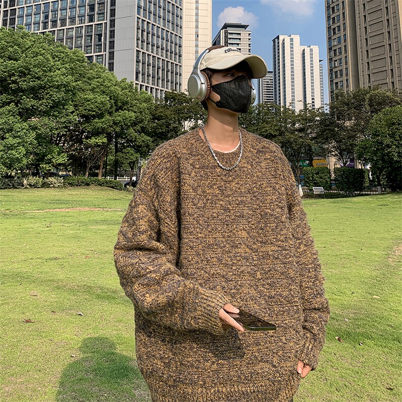 秋冬季上衣韩宽松提花套头毛衣男士潮流加厚圆领长袖针织衫,男装针织衫/毛衣,星座410-7