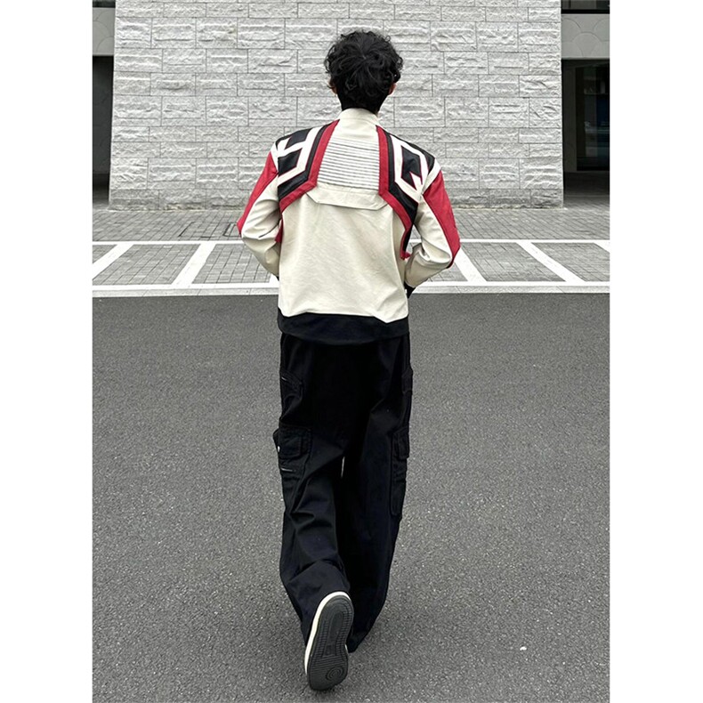 欧美hiphop拼接皮衣外套高级感痞帅炸街机车服夹克JK106特P83,男装夹克,星座908-1