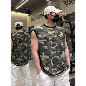 街头个性时尚百搭运动背心舒适柔软军旅风迷彩无袖T恤HY572TP28图片