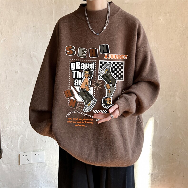 控68半高领毛衣男士大码针织衫男毛线衣男M18282-P45加绒款-P65,男装针织衫/毛衣,电商A040
