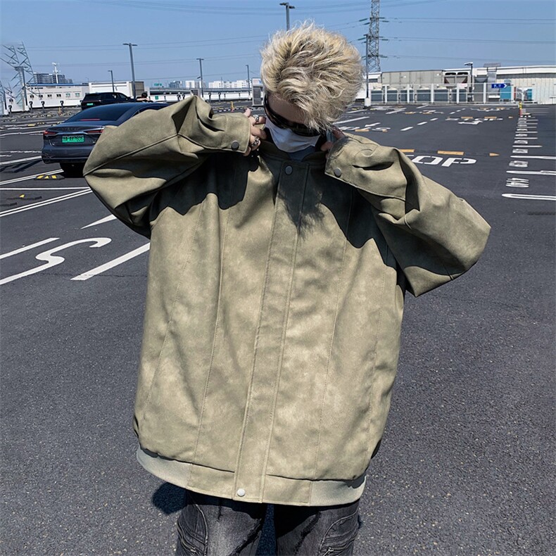 港风高街痞帅男装外套美式短款夹克PU皮机车服DSA157B-J206-P90图片