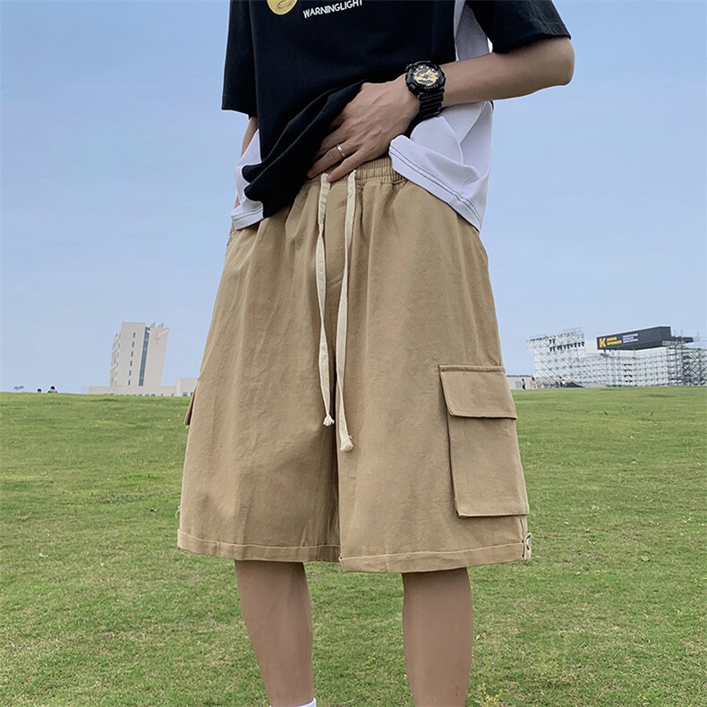 日系工装大口袋短裤男夏季宽松男休闲中裤阔腿五分裤D295,男装牛仔裤,星座1116A-1（原606A）