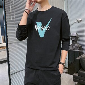 男士长袖t恤春秋季2021新款秋衣圆领潮牌ins潮流宽松百搭DF84T图片