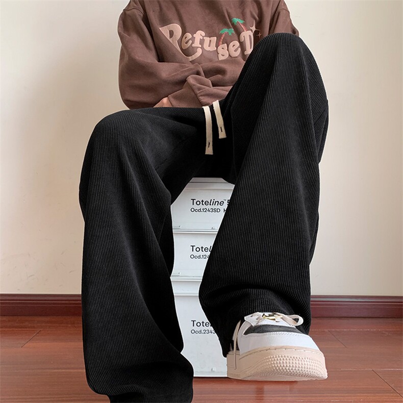WASSUPHAPPY灯芯绒裤子男春秋季重磅垂感宽松卫裤潮牌阔腿休闲裤,男装休闲裤,星座212A（原A324）