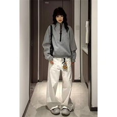 XAKA美式高街cleanfit拉链上衣廓形空气棉连帽开衫卫衣男百搭外套，女装短外套，星座506A