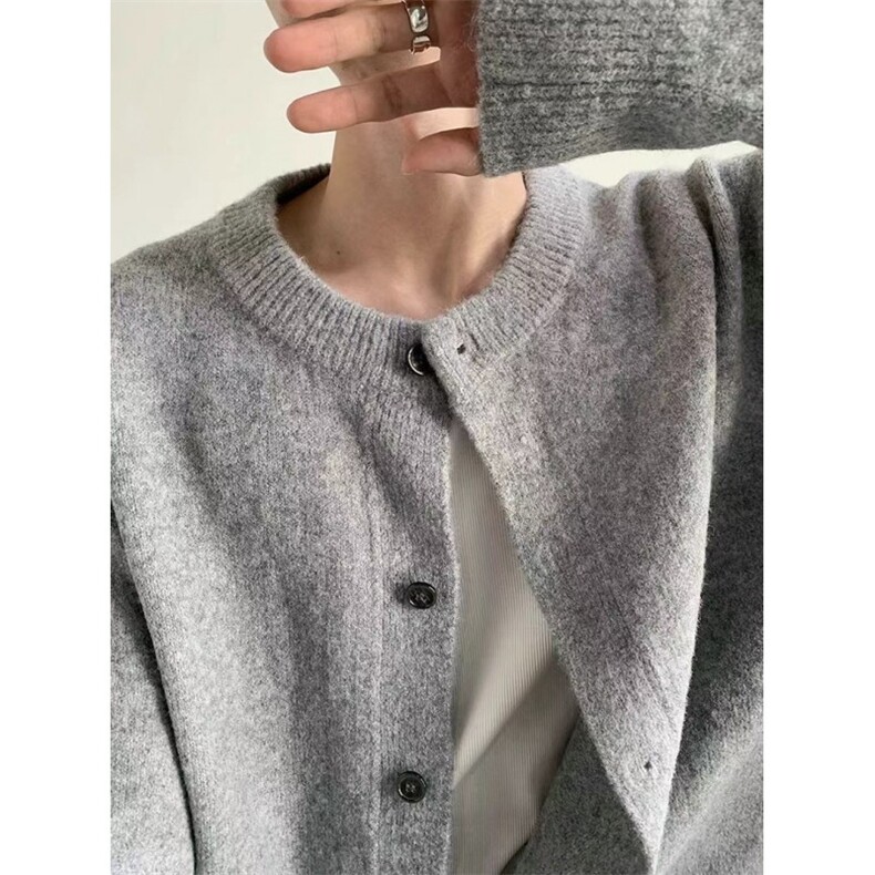 老钱时尚针织外套慵懒风设计师款微宽松百搭高级感男外套LF93P60，男装针织衫/毛衣，电商D256-2(原A064-2)