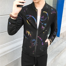 18新款秋装男生青年修身渐变黑色夹克百搭潮流拉链外套JK04-P75，男装夹克，星座419（原A233）