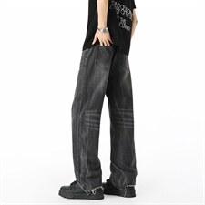 美式高街百搭直筒牛仔裤男潮牌垂感阔腿宽松XZ201-1102P48，男装牛仔裤，星座201