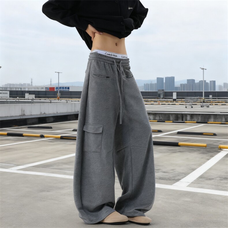 【现货】美式宽松阔腿弯刀解构卫裤口袋男女款潮百搭P42Y20,男装休闲裤,星座1112-1