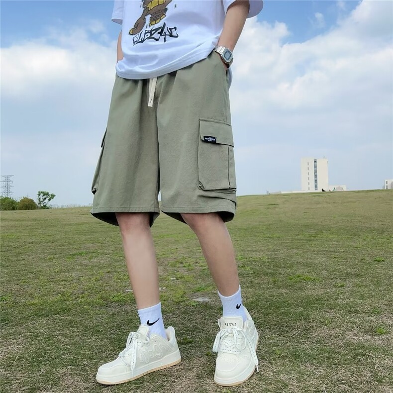 大口袋工装短裤男美式复古大码宽松休闲中裤P35,男装休闲裤,星座1116-2
