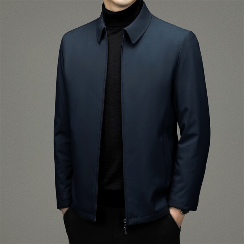 棉服男士冬季加厚保暖上衣中年爸爸装商务休闲翻领宽松棉衣外套,男装棉衣,电商B212（原钱塘6029）