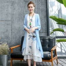 通勤圆领高腰套头七分袖中长款两件套2022年春季，女装套装/套裙，韩宇舍