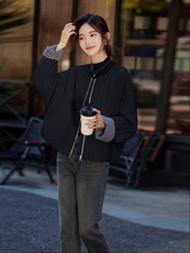 米白色格纹拼接设计感棉服外套女2025冬季新款潮流时髦范保暖棉衣，女装棉衣/棉服，安之芮娜