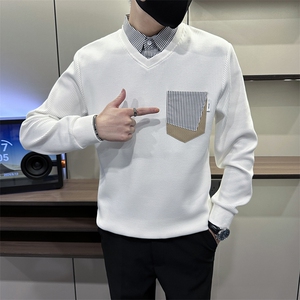 2024秋季新款卫衣男长袖潮流衬衫领假两件休闲上衣 A368-WY1801图片