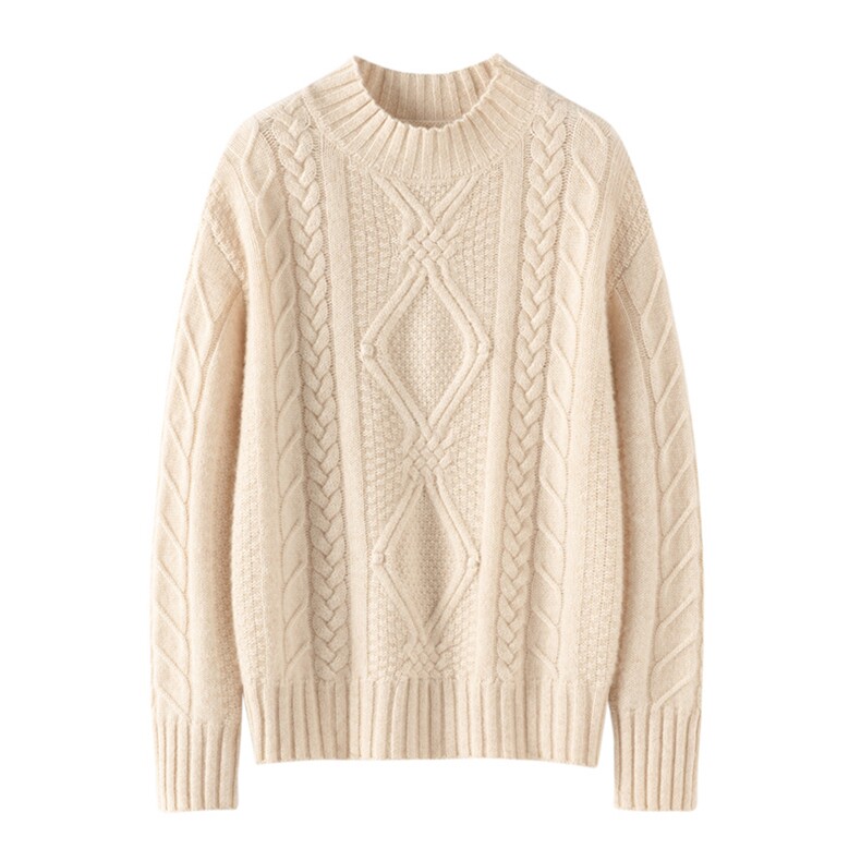 优雅百搭高领针织衫简约时尚显瘦保暖毛衣，女装针织衫/毛衣，佰米娇羊绒