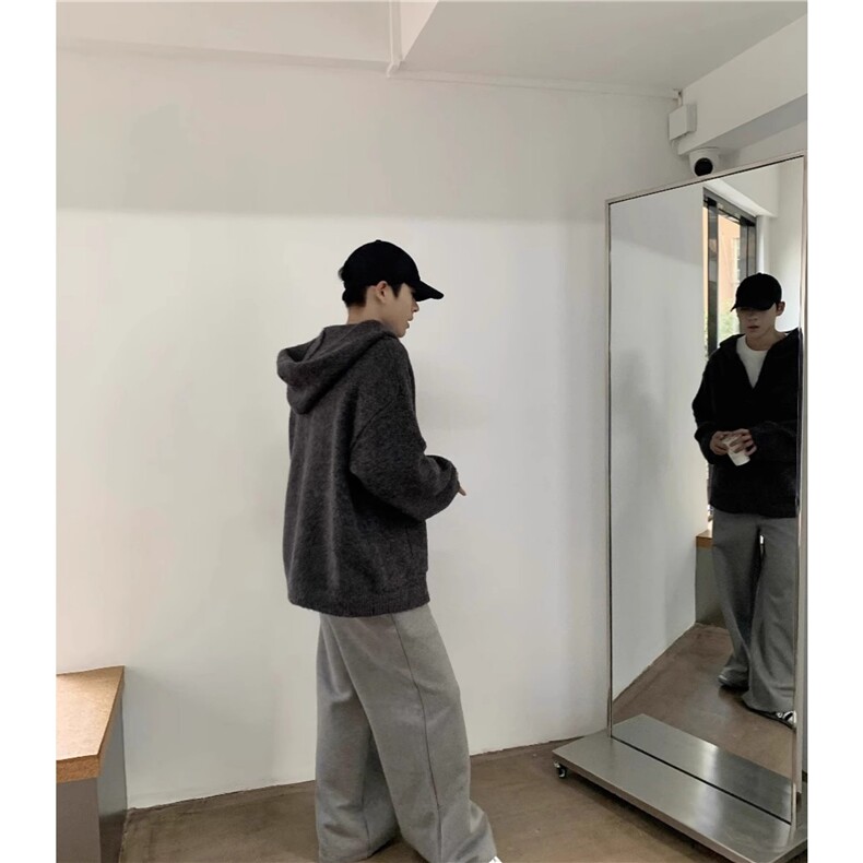 网图M2809-特P60针织开衫毛衣男冬季潮牌美式高级感连帽休闲外套,男装针织衫/毛衣,电商D310B