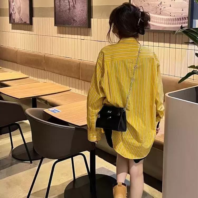 TC497-P45条纹显白衬衫夏季新款宽松阔型防晒上衣,女装衬衫,星座617A-2